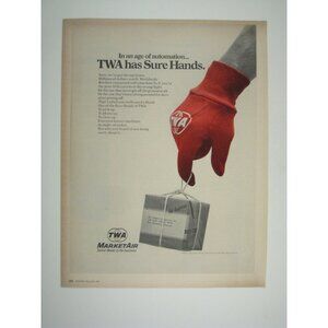 TWA Marketair Vintage Advertisement Print Airlines 1967 Red Gloves